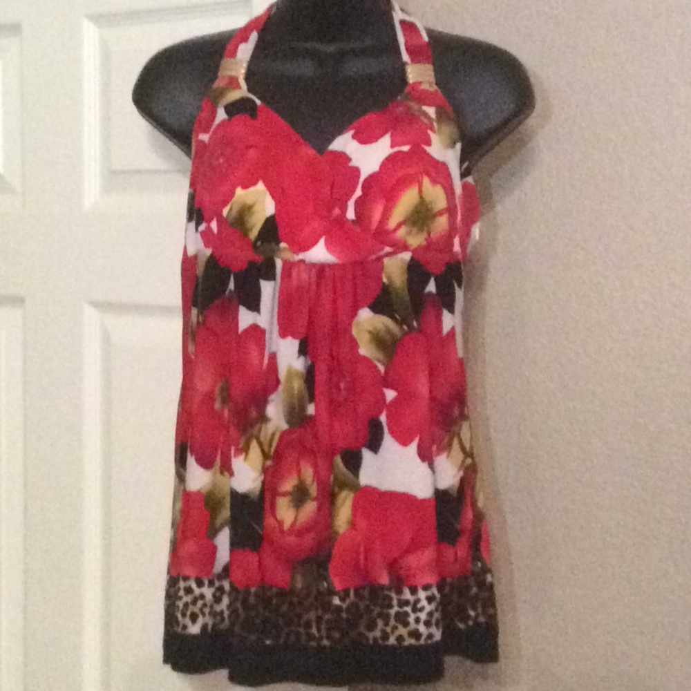Cache Floral / Animal Print  Halter Top